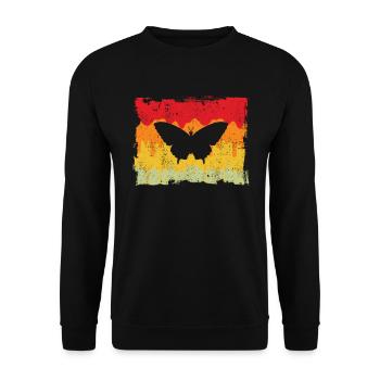 Schmetterling Retro - Unisex Pullover - Schwarz - Vorne - Alina (178cm) & Michal (187cm)