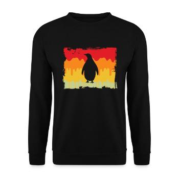 Pingouin rétro - Sweat-shirt Unisexe - noir - Devant - Alina (178cm) & Michal (187cm)