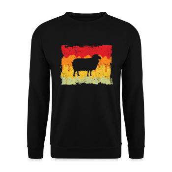 Schaf Retro - Unisex Pullover - Schwarz - Vorne - Alina (178cm) & Michal (187cm)