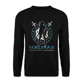 Schilmaid - - Kriegerin Lagertha Wikinger Frauen - Unisex Pullover - Schwarz - Vorne - Alina (178cm) & Michal (187cm)