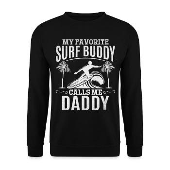 Surfing Daddy Mein Lieblings-Surf-Freund nennt - Unisex Pullover - Schwarz - Vorne - Alina (178cm) & Michal (187cm)