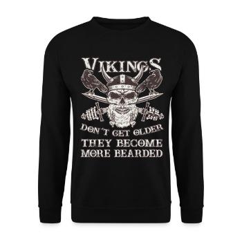 Vikings Don't Get Older - More Bearded Birthday - Unisex Pullover - Schwarz - Vorne - Alina (178cm) & Michal (187cm)