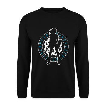 Shield-Maiden Lagertha Viking - Unisex Pullover - Schwarz - Vorne - Alina (178cm) & Michal (187cm)