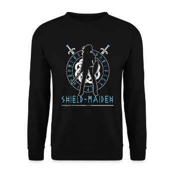 Shield-Maiden Lagertha Viking - Unisex Pullover - Schwarz - Vorne - Alina (178cm) & Michal (187cm)