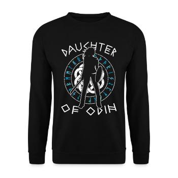 Shield-Maiden - Daughter of Odin - Lagertha Viking - Unisex Pullover - Schwarz - Vorne - Alina (178cm) & Michal (187cm)