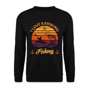 I Love Kayaking And Fishing Canoeing Adventure - Unisex Pullover - Schwarz - Vorne - Alina (178cm) & Michal (187cm)
