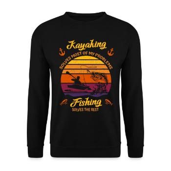 Kayaking Solves Most of My Problems - Fishing - Unisex Pullover - Schwarz - Vorne - Alina (178cm) & Michal (187cm)