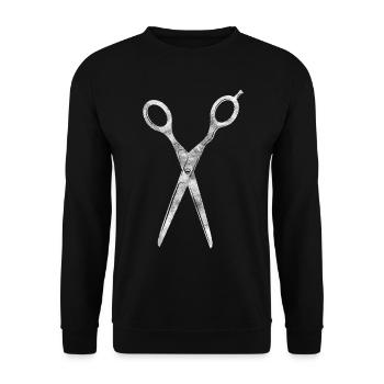 Hair Dresser Scissor Cutting Hair - Unisex Sweatshirt - black - Front - Alina (178cm) & Michal (187cm)