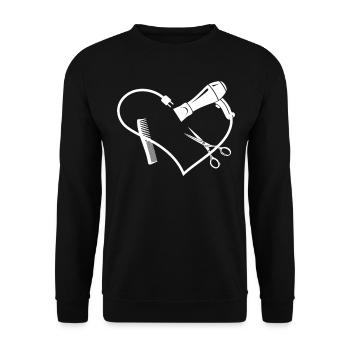 Hair Stylist Scissors Blow Dryer - Unisex Pullover - Schwarz - Vorne - Alina (178cm) & Michal (187cm)
