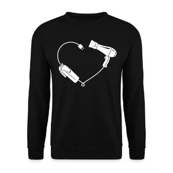 Hair Stylist Scissors Blow Dryer - Unisex Pullover - Schwarz - Vorne - Alina (178cm) & Michal (187cm)