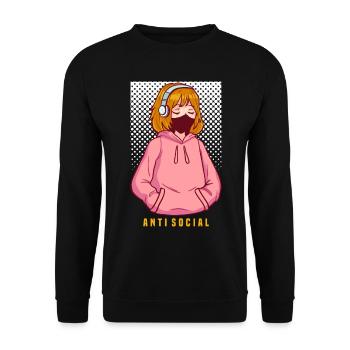 Anti Social Japanese Egirl - Unisex Sweatshirt - black - Front - Alina (178cm) & Michal (187cm)