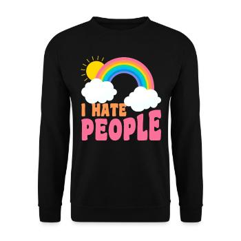 I Hate People Introvert People - Unisex Pullover - Schwarz - Vorne - Alina (178cm) & Michal (187cm)