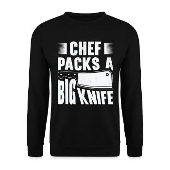 Chef Grand Couteau Coupant des repas de cuisson - Sweat-shirt Unisexe - noir - Devant - Alina (178cm) & Michal (187cm)