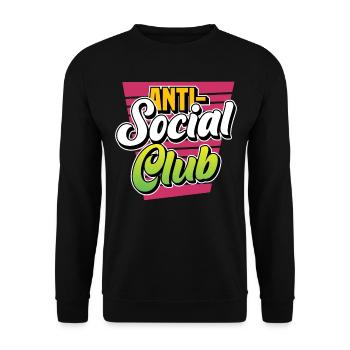 Antisocial Club Anti Social Introvert People - Unisex Pullover - Schwarz - Vorne - Alina (178cm) & Michal (187cm)