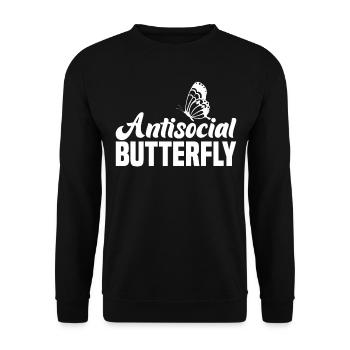 Antisocial Butterfly Introvert Design - Unisex Sweatshirt - black - Front - Alina (178cm) & Michal (187cm)