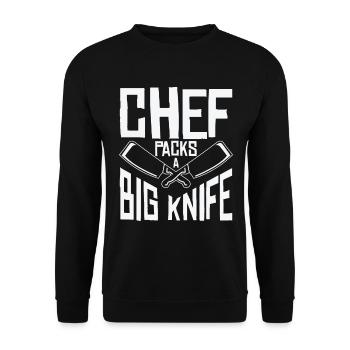 Chef Grand Couteau Coupant des repas de cuisson - Sweat-shirt Unisexe - noir - Devant - Alina (178cm) & Michal (187cm)