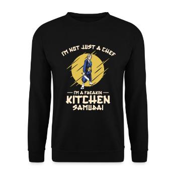 Chef Japanese Samurai Cooking Baking Meals - Unisex Sweatshirt - black - Front - Alina (178cm) & Michal (187cm)