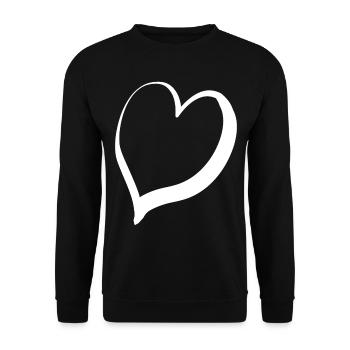 Grand Cœur Blanc - Sweat-shirt Unisexe - noir - Devant - Alina (178cm) & Michal (187cm)