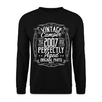2007 Birthday Idea Camper Scout Camping 2007 - Unisex Sweatshirt - black - Front - Alina (178cm) & Michal (187cm)
