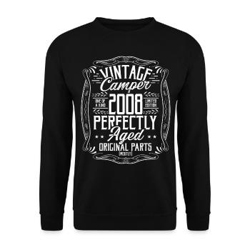 2008 Birthday Idea Camper Scout Camping 2008 - Unisex Sweatshirt - black - Front - Alina (178cm) & Michal (187cm)
