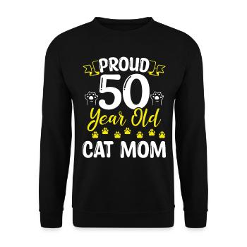 50th Birthday Cat Mother Proud 50 Year Old Cat Mom - Unisex Sweatshirt - black - Front - Alina (178cm) & Michal (187cm)