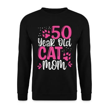 50 Year Old Cat Mom Paw Cat Mother 50th Birthday - Unisex Sweatshirt - black - Front - Alina (178cm) & Michal (187cm)
