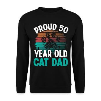 50th Birthday Cat Father Kitty 50 Year Old Cat Dad - Unisex Sweatshirt - black - Front - Alina (178cm) & Michal (187cm)