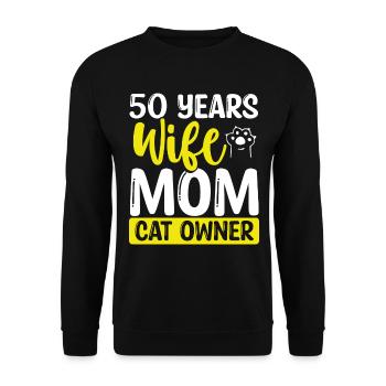 50 Year Old Wife Cat Mother 50th Birthday Cat Mom - Unisex Sweatshirt - black - Front - Alina (178cm) & Michal (187cm)