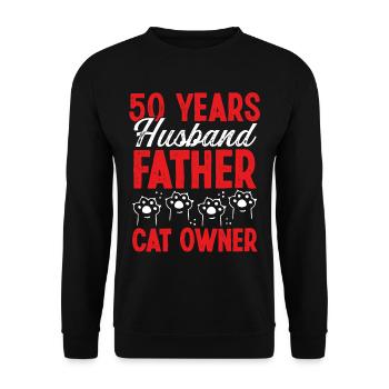 50 Year Old Cat Father Day 50th Birthday Cat Dad - Unisex Sweatshirt - black - Front - Alina (178cm) & Michal (187cm)