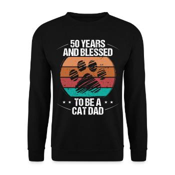 50 Year Old Cat Father be a Cat Dad 50th Birthday - Unisex Sweatshirt - black - Front - Alina (178cm) & Michal (187cm)