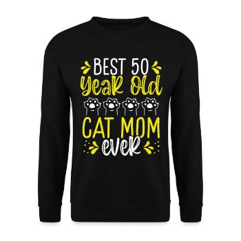 Best 50 Year Old Cat Mom Cat Mother 50th Birthday - Unisex Sweatshirt - black - Front - Alina (178cm) & Michal (187cm)