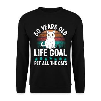50 Year Old Cat Dad Pet Cat Mom 50th Birthday - Unisex Sweatshirt - black - Front - Alina (178cm) & Michal (187cm)