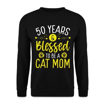 50 Year Old Cat Mother be a Cat Mom 50th Birthday - Unisex Sweatshirt - black - Front - Alina (178cm) & Michal (187cm)