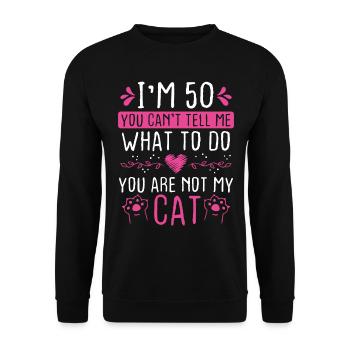50th Birthday Cat Mom Lover Cat Dad 50 Year Old - Unisex Sweatshirt - black - Front - Alina (178cm) & Michal (187cm)
