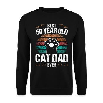 Best 50 Year Old Cat Dad Cat Father 50th Birthday - Unisex Sweatshirt - black - Front - Alina (178cm) & Michal (187cm)
