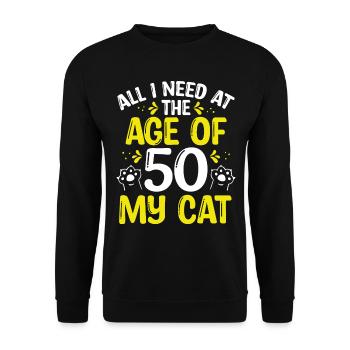 Funny 50th Birthday Cat Mom 50 Year Old Cat Dad - Unisex Sweatshirt - black - Front - Alina (178cm) & Michal (187cm)