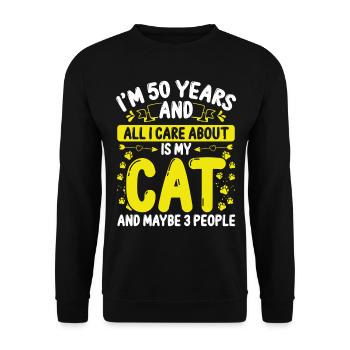 50th Birthday for Cat Mom 50 Year Old Cat Dad - Unisex Sweatshirt - black - Front - Alina (178cm) & Michal (187cm)