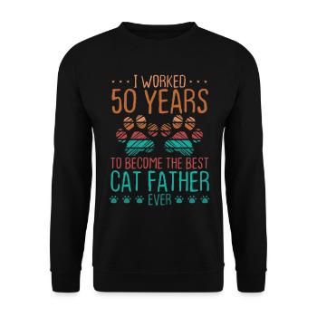 50 Year Old Dad 50 Years Cat Father 50th Birthday - Unisex Sweatshirt - black - Front - Alina (178cm) & Michal (187cm)