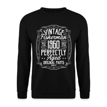 1960 Year Fishing Rod 1960 Birthday for Men - Unisex Pullover - Schwarz - Vorne - Alina (178cm) & Michal (187cm)