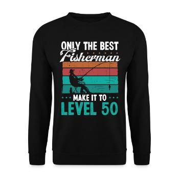 50 Year Old Vintage Fishing 50th Birthday Fisher - Unisex Pullover - Schwarz - Vorne - Alina (178cm) & Michal (187cm)