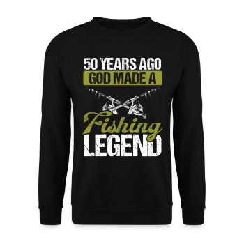 50 Year Old Fishing Legend Fisherman 50th Birthday - Unisex Sweatshirt - black - Front - Alina (178cm) & Michal (187cm)