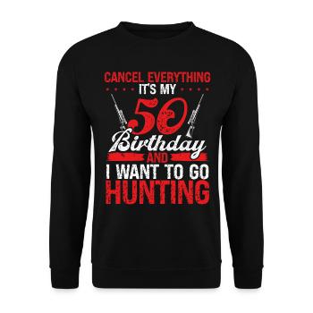 50 ans Chasseur 50e anniversaire Idée pour la chasse - Sweat-shirt Unisexe - noir - Devant - Alina (178cm) & Michal (187cm)