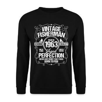 1963 Birthday for Men Fishing Rod 1963 Year - Unisex Pullover - Schwarz - Vorne - Alina (178cm) & Michal (187cm)