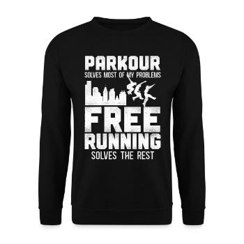 Parkour Free Running Traceur - Unisex Sweatshirt - black - Front - Alina (178cm) & Michal (187cm)