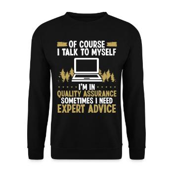 Funny QA Engineer Expert Advice Quality Assurance - Unisex Pullover - Schwarz - Vorne - Alina (178cm) & Michal (187cm)