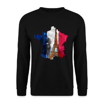 Frankreich - Unisex Pullover - Schwarz - Vorne - Alina (178cm) & Michal (187cm)