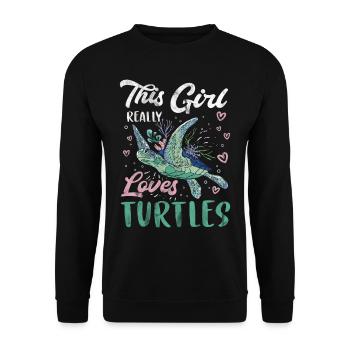Tortue Détendue Chill Mer Océan Plage - Sweat-shirt Unisexe - noir - Devant - Alina (178cm) & Michal (187cm)