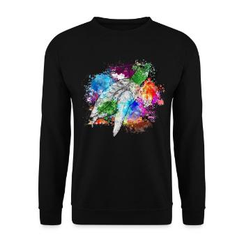 Tortue Détendue Chill Mer Océan Plage - Sweat-shirt Unisexe - noir - Devant - Alina (178cm) & Michal (187cm)