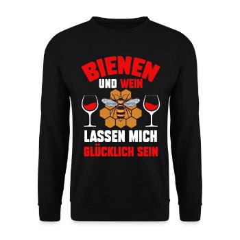 Wein Imker Biene Bienen - Unisex Pullover - Schwarz - Vorne - Alina (178cm) & Michal (187cm)
