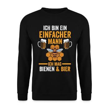Bier Imker Biene Bienen - Unisex Pullover - Schwarz - Vorne - Alina (178cm) & Michal (187cm)